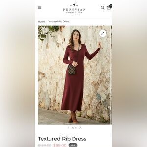 Peruvian Connection Textured Rib Dress -new never worn